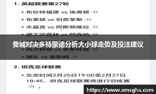曼城对决多特蒙德分析大小球走势及投注建议